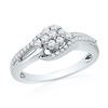 Image 1 : Diamond Flower Cluster Ring 1/3 Cttw 10kt White Gold