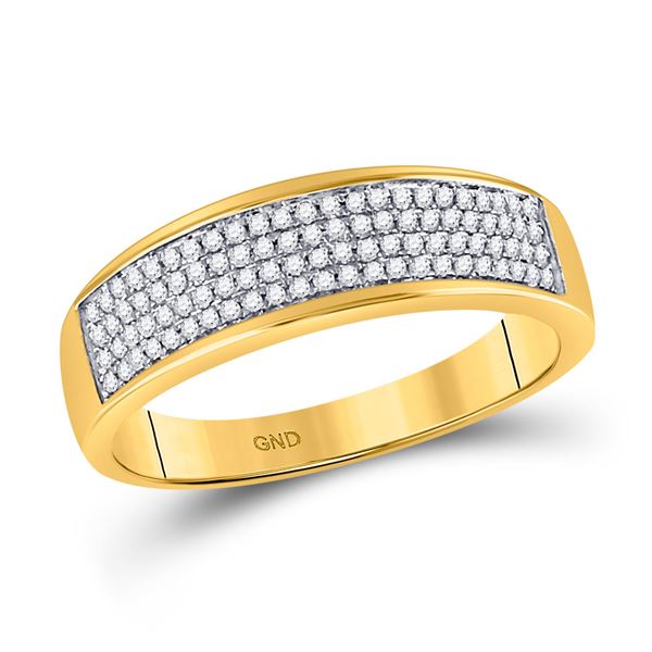 Mens Diamond Pave Band Ring 1/4 Cttw 10kt Yellow Gold