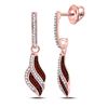 Image 1 : Red Color Enhanced Diamond Dangle Earrings 1/3 Cttw 10kt Rose Gold