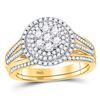 Image 1 : Diamond Cluster Bridal Wedding Ring Band Set 7/8 Cttw 10kt Yellow Gold
