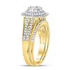 Image 3 : Diamond Cluster Bridal Wedding Ring Band Set 7/8 Cttw 10kt Yellow Gold
