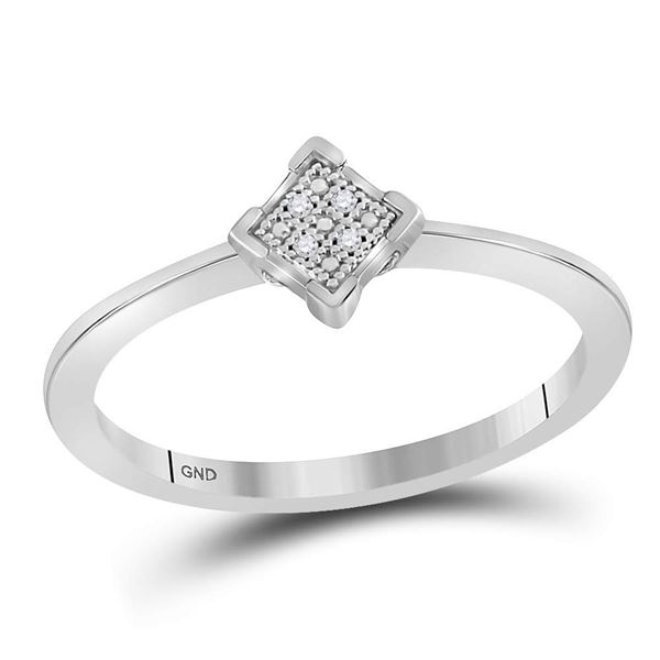 Diamond Simple Square Cluster Ring .01 Cttw Sterling Silver