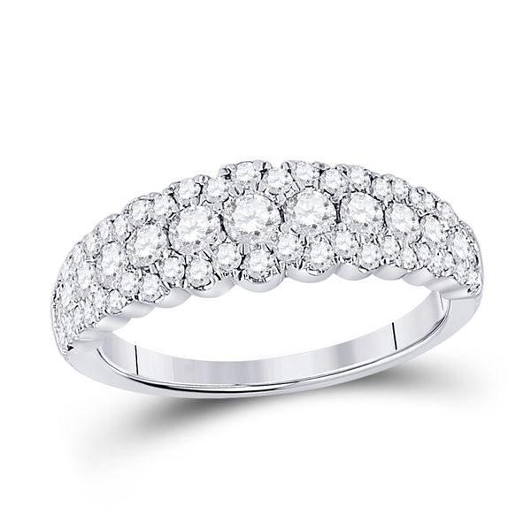 Diamond Triple Row Anniversary Ring 1 Cttw 10kt White Gold