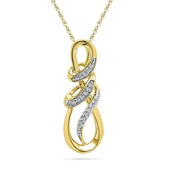 Diamond Infinity Anniversary Love Pendant 1/10 Cttw 10kt Yellow Gold