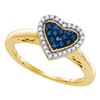 Image 1 : Blue Color Enhanced Diamond Heart Ring 1/6 Cttw Yellow-tone Sterling Silver