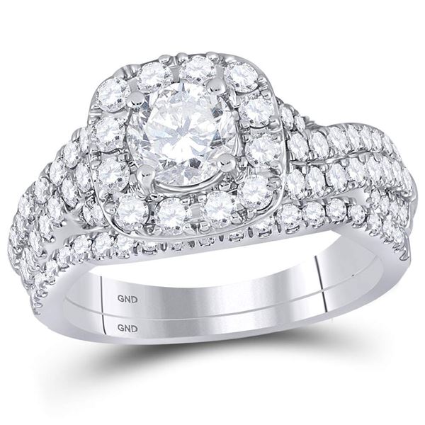 Diamond Bridal Wedding Ring Band Set 1-3/4 Cttw 14kt Two-tone Gold