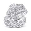 Image 1 : His Hers Diamond Cluster Matching Wedding Set 1 Cttw 10kt White Gold