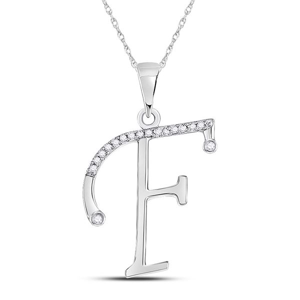 Diamond F Initial Letter Pendant 1/12 Cttw 10kt White Gold