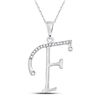 Image 1 : Diamond F Initial Letter Pendant 1/12 Cttw 10kt White Gold