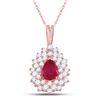Image 1 : Pear Ruby Diamond Teardrop Pendant 3/4 Cttw 14kt Rose Gold