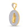 Image 2 : Mens Diamond Praying Hands Circle Charm Pendant 1 Cttw 10kt Yellow Gold