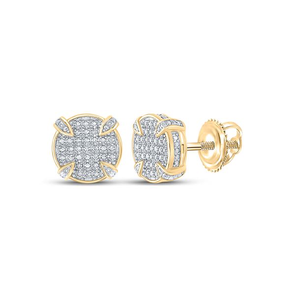 Mens Diamond Circle Earrings 1/4 Cttw 10kt Yellow Gold