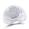 Image 1 : Mens Diamond Circle Cluster Ring 1/3 Cttw 10kt White Gold