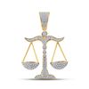 Image 1 : Mens Diamond Scales of Justice Charm Pendant 3/8 Cttw 10kt Yellow Gold
