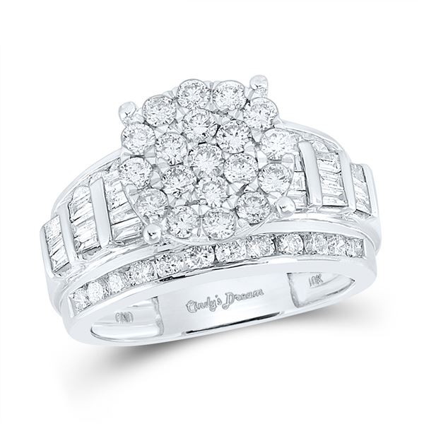 Diamond Cluster Bridal Wedding Engagement Ring 2 Cttw 10kt White Gold