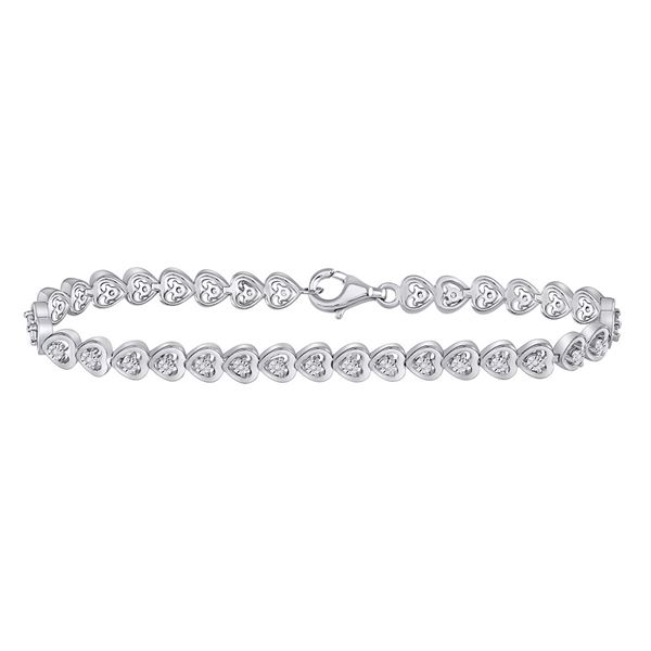 Diamond Heart Tennis Bracelet 1/6 Cttw Sterling Silver