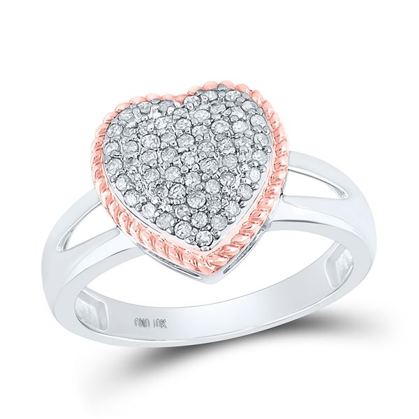 Diamond Rope Heart Ring 1/3 Cttw 10kt Two-tone Gold