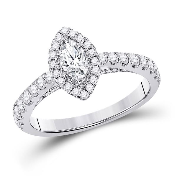 Marquise Diamond Halo Bridal Wedding Engagement Ring 1 Cttw 14kt White Gold