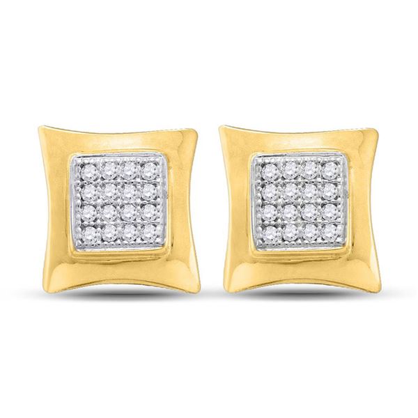 Diamond Kite Square Earrings 1/10 Cttw 10kt Yellow Gold