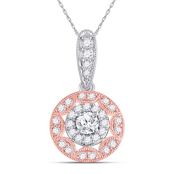 Diamond Fashion Halo Pendant 3/8 Cttw 14kt Two-tone Gold