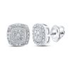 Image 1 : Diamond Cluster Earrings 1/10 Cttw 10kt White Gold