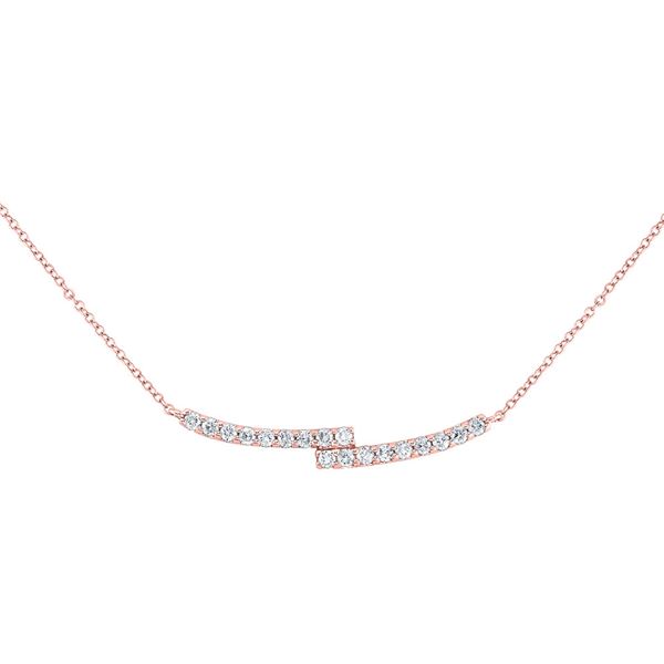 Diamond Curved Bypass Bar Necklace 1/2 Cttw 14kt Rose Gold