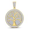 Image 1 : Mens Diamond Tree of Life Medallion Charm Pendant 1-1/4 Cttw 10kt Yellow Gold