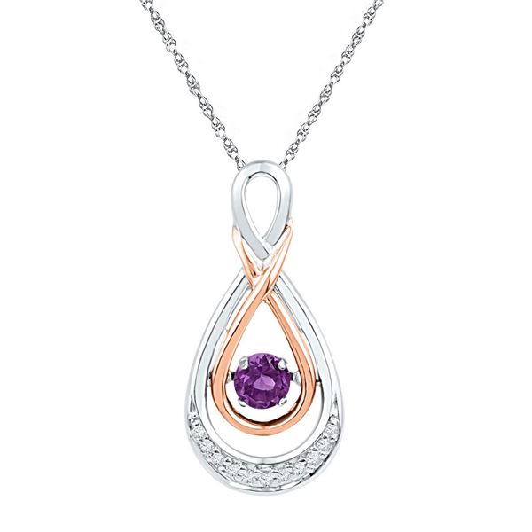 Lab-Created Amethyst Teardrop Pendant 1/4 Cttw 10kt Two-tone Gold