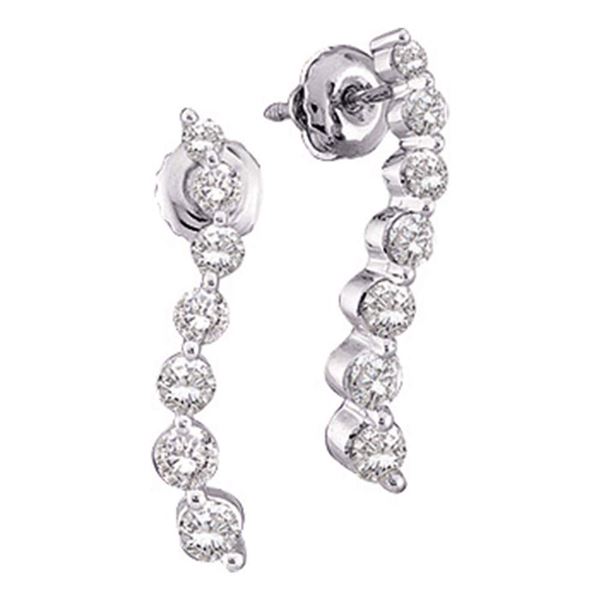 Diamond Journey Earrings 1/4 Cttw 14kt White Gold