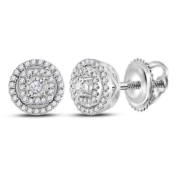 Diamond Halo Earrings 1/4 Cttw 14kt White Gold