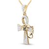 Image 2 : Mens Black Color Enhanced Diamond Ankh Cross Charm Pendant 1/2 Cttw 10kt Yellow Gold