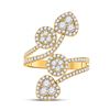 Image 2 : Diamond Bypass Cluster Heart Ring 1-1/4 Cttw 14kt Yellow Gold