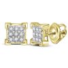 Image 1 : Diamond Square Cluster Earrings 1/20 Cttw 10kt Yellow Gold