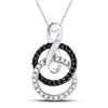 Image 1 : Black Color Enhanced Diamond Double Circle Pendant 1/5 Cttw 10kt White Gold