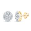 Image 1 : Mens Diamond Cluster Earrings 7/8 Cttw 10kt Yellow Gold