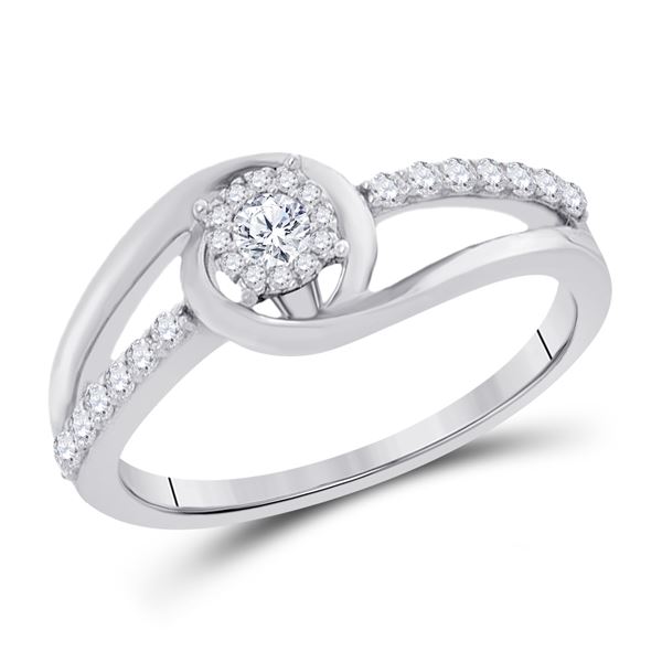 Diamond Halo Bridal Wedding Engagement Ring 1/3 Cttw 10kt White Gold