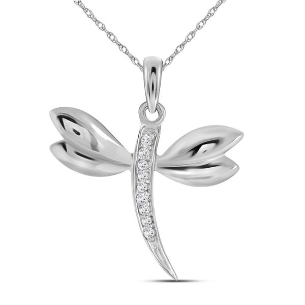 Diamond Butterfly Bug Winged Pendant .03 Cttw 14kt White Gold