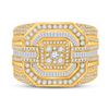 Image 2 : Mens Baguette Diamond Cluster Ring 3 Cttw 14kt Yellow Gold