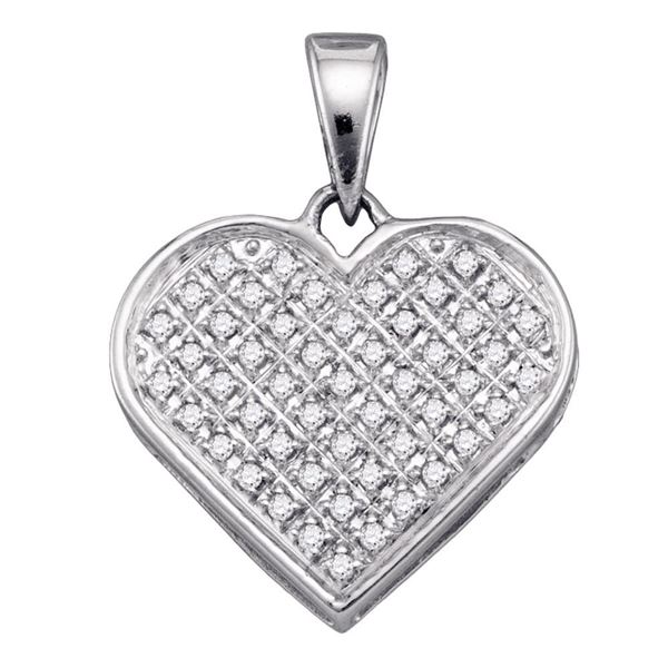 Diamond Heart Cluster Pendant 1/6 Cttw Sterling Silver