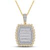 Image 1 : Mens Diamond Pillow Cushion Charm Pendant 2-1/3 Cttw 10kt Yellow Gold