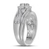Image 2 : Diamond Cluster Bridal Wedding Ring Band Set 1/2 Cttw 14kt White Gold