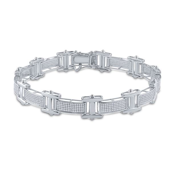 Mens Diamond Link Bracelet 1-1/2 Cttw 10kt White Gold