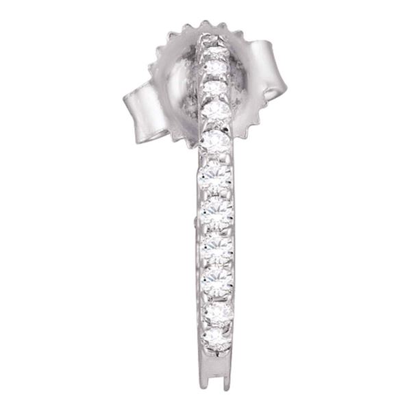 Pave-set Diamond Single Row Hoop Earrings 1/4 Cttw 14kt White Gold