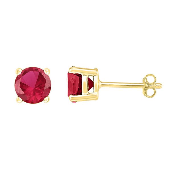 Lab-Created Ruby Stud Earrings 2 Cttw 10kt Yellow Gold