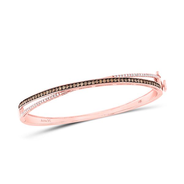 Brown Diamond Crossover Bangle Bracelet 1 Cttw 14kt Rose Gold