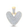 Image 1 : Mens Diamond Bubble V Letter Charm Pendant 5/8 Cttw 10kt Yellow Gold