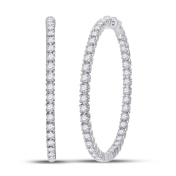 Diamond Hoop Earrings 5-1/4 Cttw 14kt White Gold