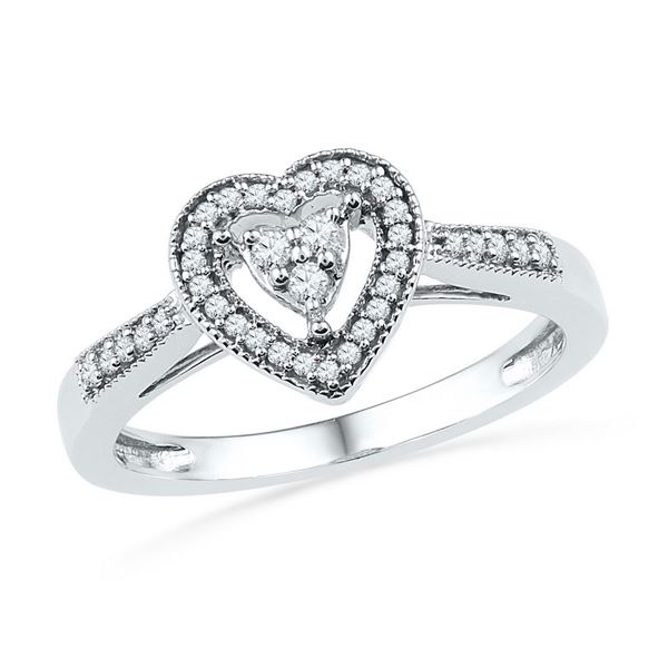 Diamond Heart Cluster Ring 1/5 Cttw 10kt White Gold