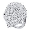 Image 1 : Diamond Teardrop Cluster Ring 7/8 Cttw 10kt White Gold