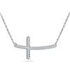 Image 1 : Diamond Horizontal Sideways Cross Necklace 1/10 Cttw Sterling Silver